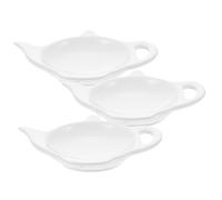Ipetboom 3Pcs Ceramic Tea Bag Holder Large White Tea Bag Dish Spoon Rest Easy to Clean Kitchen Accessory