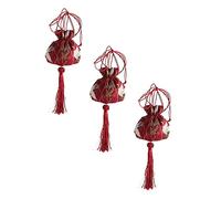 Ipetboom 3Pcs Chinese Sachet Holder Portable Red Festival Accessory Pouch for Dried Flowers and Small Items Delicate Cotton Cloth Sachet Bag with Drawstring Traditional Decorative Costume