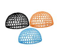 Ipetboom 3pcs Crochet Hair Net Caps for Sleeping Women Lightweight Breathable Mesh Bonnets Secure Fit Hair Wraps with Intricate Handcrafted Design in Black Yellow Blue