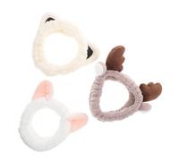 Ipetboom 3pcs Cute Animal Spa Headbands for Women and Girls Hair Accessories for Makeup Includes Antlers Cat Ears and Ears