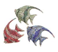 Ipetboom 3pcs Diamond Tropical Fish Brooch Pin for Women and Men Animal Lapel Pins in Red Blue Green Stylish Decoration for Clothing Bags Hats Scarves Gift for Birthday Christmas Parties