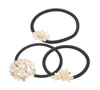 Ipetboom 3pcs Elegant Flower Hair Tie Bands Crystal Rhinestone, Hollow-out Design and Comfortable Fit, Lightweight Alloy and Polyester Fiber Hair Accessories for Women, for Parties