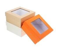 Ipetboom 3Pcs Empty Valentine Day Rose Present Box with Window Design Floral Present Packing Box for Presenting Soap Flowers