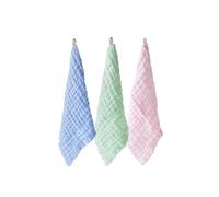 Ipetboom 3pcs Face Washing Small Towels Cotton Muslin Water Absorption Handkerchiefs for Saliva Wiper Soft Hand Towels in Green Blue Pink