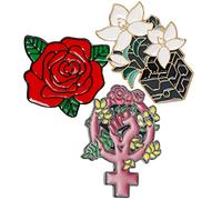 Ipetboom 3pcs Feminist Flower Brooch Decorative Lapel Pin Badges Stylish Feminism Accessories for Clothing Scarves Hats Durable Material Easy to Attach Non Fading Design