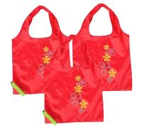 Ipetboom 3Pcs Foldable Shopping Bags Portable Strawberry Style Tote for Women Reusable Polyester Grocery Bags Compact and Lightweight Design for Easy Storage