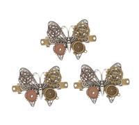 Ipetboom 3pcs Gear Butterfly Hairpin Alloy Spring Hair Clip Steampunk Accessory for Women Festival Decor