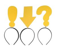Ipetboom 3pcs Halloween Headband Question Mark Hair Hoop Yellow Plastic Felt Unique Funny Arrow Exclamation Mark Shape Easy to Wear Versatile for Themes Xmas Holiday Party