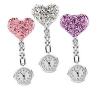 Ipetboom 3pcs Heart Shaped Nurse Fob Watch Durable Clip Pocket Watch for Nurses Quality Material Convenient Timekeeping Selection Random Color