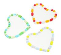 Ipetboom 3pcs Heat-resistant Glass Cup Coasters Heart-shaped Colorful Insulation Mats for Coffee Mugs Dining Table Decorative Cushions Easy-clean Table Pads