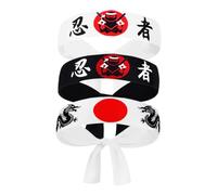 Ipetboom 3pcs Japanese Headband Samurai Karate Training Ninja Cosplay Accessories for Men Boys and Girls Sports