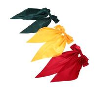 Ipetboom 3pcs Large Satin Hair Bow Clips with Long Tails Vibrant Red Yellow Green French Barrettes for Women and Lightweight Secure Grip Hair Ribbon Barrettes Accessories