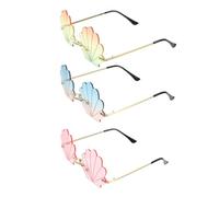Ipetboom 3pcs Lightweight Seashell Shape Eyeglasses with Comfortable PC Frame, Funky Irregular Sunglasses for Beach Events and Birthday Parties, Fashionable Unisex Festival Eyewear
