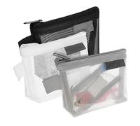 Ipetboom 3pcs Mesh Zipper Pouches Small Coin Bags Makeup Containers Diverse Style Organizers for Coins Makeup and Stationery Essentials in Black White and Grey