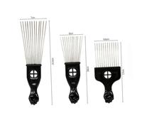 Ipetboom 3Pcs Metal Pick Comb Set Fist Handle Hair Pick with Long Aluminium Teeth Smooth Edges Styling Tool for Curly and Fragile Hair Volume Comb