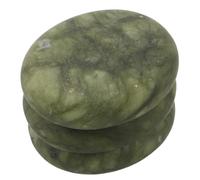 Ipetboom 3pcs Natural Olive Jade Massage Stones 5x6cm Spa Hot Stone Massage Set for Face and Body Relaxation, Portable Gua Sha Tools for Muscle Relief and Wellness