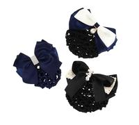 Ipetboom 3pcs Office Fit Bow Hair Snood Hair Accessories Women Bow Headdress Snood Elastic Clips Bun Net Hot Weather Relief