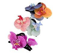Ipetboom 3pcs Orchid Flower Hair Clips Bohemian Tropical Floral Jaw Clips for Women Secure Non-slip Grip Lightweight Hair Claws for Summer Vacation Weddings and Beach Styling