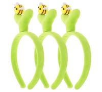 Ipetboom 3pcs Plush Green Bean Sprout Headband with Bee Lightweight Cute Hairband for Women S Party Cosplay Halloween Christmas Accessories Soft Funny Plant Hair Hoop for Spa Yoga Daily
