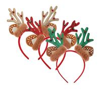 Ipetboom 3pcs Realistic Deer Antlers Headband for Adults and Christmas Hair Hoop in Red Green Gold Festive Reindeer Ears Accessory for Holiday Parties Cosplay and Family Gatherings