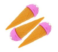 Ipetboom 3pcs Realistic Ice Cream Cone Display Props Simulation Food Model Fake Food for Restaurant Decor Photography Party Decorations Purple Cream Texture