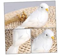 Ipetboom 3Pcs Realistic Simulation Birds Decor White Dove Models for Garden Ornament Miniature Artificial Bird Props for Home and Office Micro Landscape