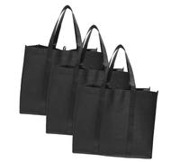 Ipetboom 3pcs Reusable Grocery Tote Bag Set Large Non Woven Shopping Bags with Stand Up Bottom Portable for Easy Carrying and Daily Use