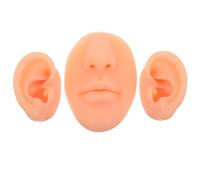 Ipetboom 3pcs Simulated Facial Features Model Silicone Body Parts Model Set Realistic Human Ear Nose and Mouth Mold Flexible Silicone Fake Body Parts for Piercing Practice and Makeup Traini
