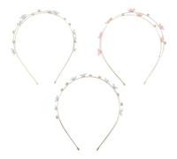 Ipetboom 3Pcs Sparkling Headbands: Decorative Rhinestone Flower Headbands for Women Thin Double Row Hair Hoops for Weddings Parties and Daily Use