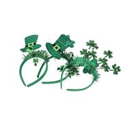 Ipetboom 3pcs St Patrick’s Day Headbands Set with 8 Shamrock Designs, Green Glitter and Tinsel Hair Accessories for Women, Holiday Party Costume and Parade Hairbands