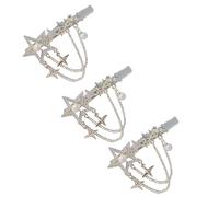 Ipetboom 3pcs Star Hair Clips Tassels Hairpin Barrette Rhinestones for Fine Hair Women