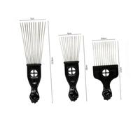 Ipetboom 3Pcs Steel Pin Comb Set with Fist Handle Afro Pick Metal Hair Pick for Volume Long Tooth Comb for Curly and Fragile Hair Smooth Aluminium Teeth