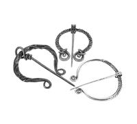 Ipetboom 3pcs Viking Shawl Brooch Set Medieval Cloak Pins with Secure Clasp for Scarves Capes and Shawls Vintage Metal Brooches for Renaissance Viking Enthusiasts