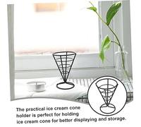 Ipetboom 3pcs Wire Ice Cream Cone Holders Stable Snack Display Stands for French Fries Fried Foods Restaurant Market Use Silver Black Rose Gold