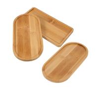 Ipetboom 3pcs Wooden Plant Saucers and Vanity Trays Oval and Rectangular Bamboo Water Trays for Succulent Planters Decorative Organizer for Bathroom Countertops and Spaces