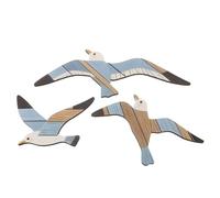 Ipetboom 3pcs Wooden Seagull Wall Decor Coastal Nautical Bathroom Decoration Mediterranean Color-block Ocean Theme Wall Art for Living Bedroom and Summer Wedding Party