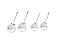 Ipetboom 4 Pairs Elegant Sterling Silver Pearl Earrings Hypoallergenic Natural Freshwater Pearls Classic Style Ear Jewelry for Women for Anniversaries Parties and Weddings
