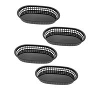 Ipetboom 4 Pcs Black Fast Food Serving Baskets Multifunctional Storage Bins for Hot Dogs Bread Fruit Portable Tabletop Trays for Restaurants Picnic Bakery Use