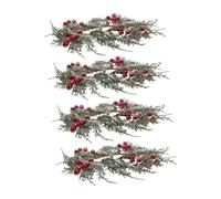 Ipetboom 4 Pcs Christmas Candle Rings with Flocked Pine Needles and Red Berries Plastic Tealight Holders for Holiday Table Centerpiece Mantel Advent Display Festive Wedding Decorations