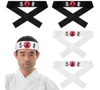Ipetboom 4 Pcs Polyester Japanese Headbands, Soft Stretch Multipurpose Hair Bands, Practical Sweat Bands for Karate, Fitness, Cooking, Sports And Daily Wear