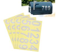 Ipetboom 4 Sheets Silver Reflective Number Decals Stickers for Mailbox and Trash Cans, High Reflectivity PVC Labels with Multi-Purpose Functionality for Outdoor Address Sign