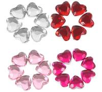 Ipetboom 400pcs Acrylic Heart Flatback Rhinestones Bulk for Crafts DIY Decoration Mixed Light Red Pink Rose Red White Colors Shiny Non-Fading Gems for Dress Card Phone Case Shoes Hair