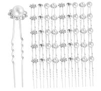 Ipetboom 40Pcs Wedding Hair Pins Faux Pearl Assorted Design Rhinestone Hair Forks Robust Alloy Bridal Hairpins for Women