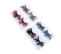 Ipetboom 4pairs Dense False Eyelashes for Halloween Cosplay Featuring and Dots Reusable Eyelash Bundle for Costume Parties and Events