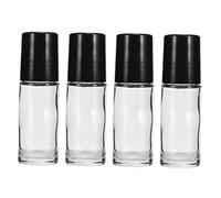 Ipetboom 4pcs 30ml Roll-on Essential Oil Bottle Glass Refillable Anti-leak for Home Use Portable Sample Container