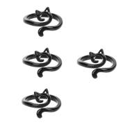 Ipetboom 4pcs Adjustable Cat Design Finger Ring for Women Fun Animal Metal Ring Unique Jewelry Decoration for Eye Catching Fashion Accessory