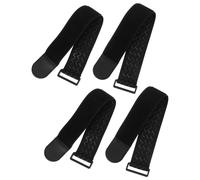 Ipetboom 4Pcs Adjustable Elastic Hook and Loop Straps 5X45.7Cm, Black Stretchy Sewing Fastening Bands for Outdoor Sports, Bicycle Trouser Leg Support and Storage Wrapping