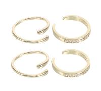 Ipetboom 4pcs Adjustable Toe Rings for Women Boho Summer Beach Foot Jewelry Set with Rhinestone and Smooth Waterdrop Design Fade-resistant Skin-friendly Open Bands for Casual Vacation Wear