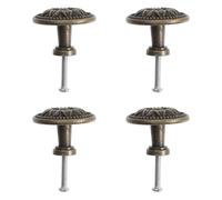 Ipetboom 4Pcs Antique Bronze Round Single-Hole Cabinet Knobs Drawer Pull Handles for Vintage Kitchen Cabinets and Dresser Furniture
