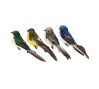 Ipetboom 4pcs Artificial Feathered Birds Lifelike Foam Ornaments for Garden Tree Decor Outdoor Bird Figures in Grey Blue Green Yellow for Courtyard Decoration